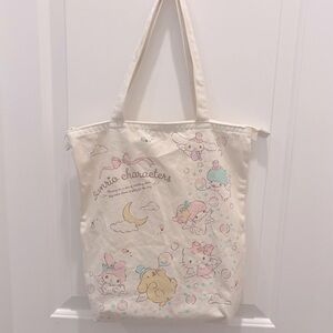 Sanrio Characters Cream zipper Tote Bag